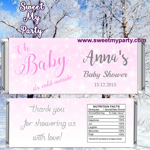 Winter Wonderland Baby Shower candy bar wrappers,(004)